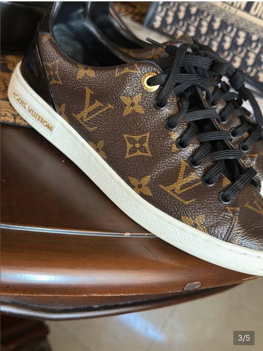 Louis Vuitton Brown Monogram Low-Top Sneaker with Black Laces